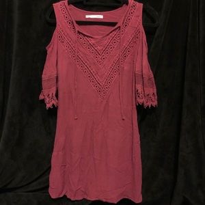 Pink / Burgundy Off The Shoulder Dress